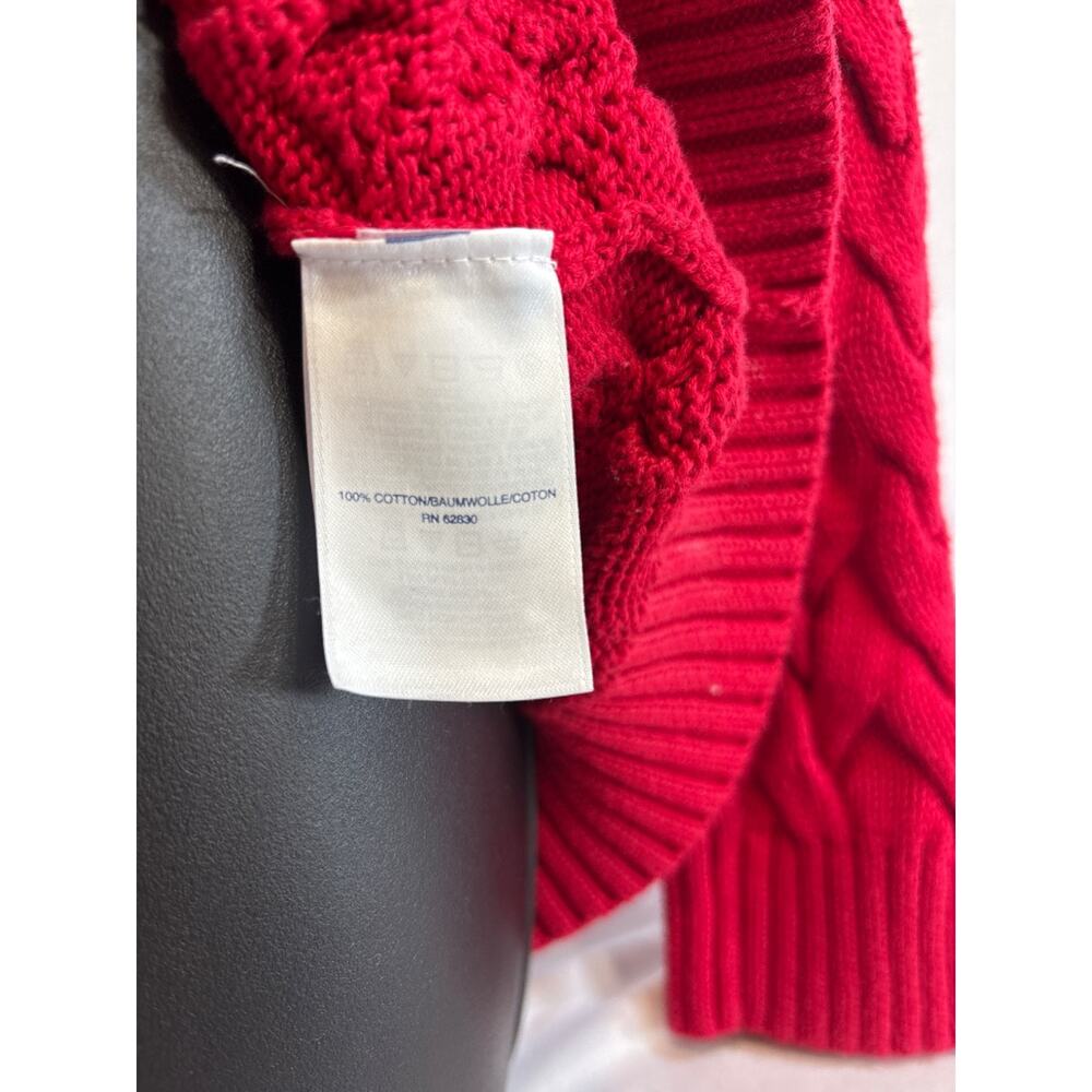 Lands' End Drifter Cable Knit Red Cotton Sweater Womens S Cozy Classic - Picture 3 of 5